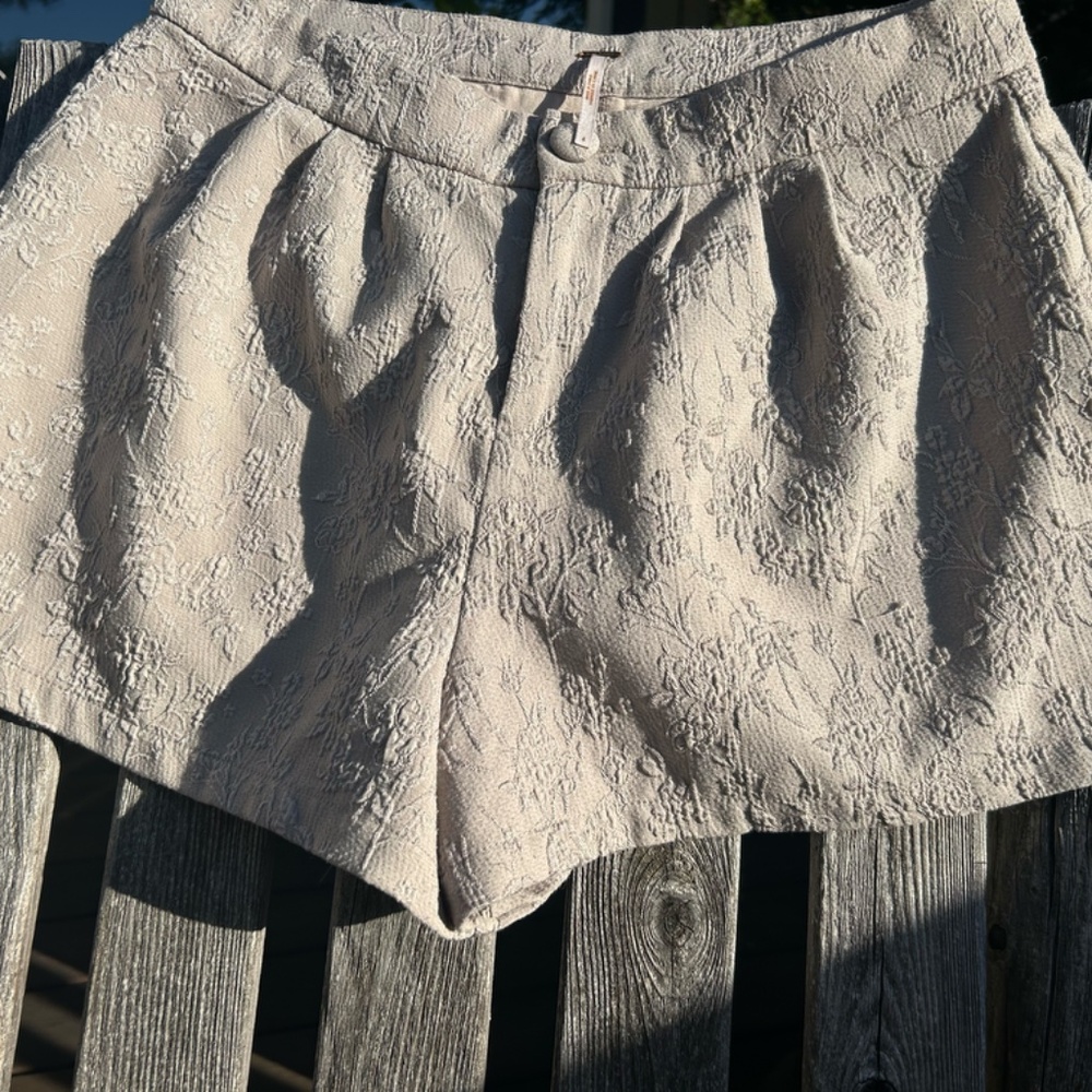 Free People Wide Leg, High Waisted, Taupe, Size 4  Bohemian Shorts